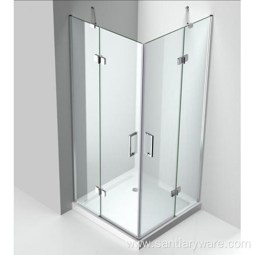shower enclosure with lift and drop hinge